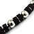 Unisex Black Resin & Silver Tone Metal Bead Necklace - 40cm Length - view 6