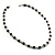 Unisex Black Resin & Silver Tone Metal Bead Necklace - 40cm Length - view 3