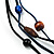 Wood 'O' Shaped Pendant Suede Black & Blue Cord Necklace - 50cm Length - view 7
