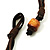 Wood 'O' Shaped Pendant Suede Black & Brown Cord Necklace - 50cm Length - view 4