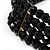 4-Strand Black Glass Bead Choker Necklace (Gold Tone) - view 2