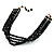 4-Strand Black Glass Bead Choker Necklace (Gold Tone) - view 8