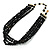 4-Strand Black Glass Bead Choker Necklace (Gold Tone) - view 5