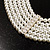 6-Strand White Faux Pearl Bridal Diamante Choker Necklace in Silver Plated Metal - 30cm L/5cm Ext - view 7