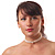 6-Strand White Faux Pearl Bridal Diamante Choker Necklace in Silver Plated Metal - 30cm L/5cm Ext - view 12