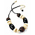 Wood & Resin Bead Chunky Silk Cord Necklace (Godl Tone) - 44cm Length - view 2
