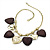Gold & Wood Heart Charm Necklace (Gold Plated) - 42cm Length