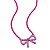 Neon Pink Crystal Bow Necklace - 38cm Length