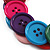 Multicoloured Plastic Button Necklace - 60cm Length - view 4