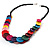 Multicoloured Plastic Button Necklace - 60cm Length - view 6