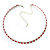 Thin Austrian Crystal Choker Necklace (Clear & Hot Red) - view 6