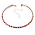 Thin Austrian Crystal Choker Necklace (Clear & Hot Red) - view 2