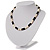 Light Cream Freshwater Pearl Necklace With Crystal Rings & Black Glass Beads (7mm) - view 8