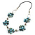 Light Blue Shell Floral Leather Cord Long Necklace -78cm Length - view 4
