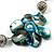 Light Blue Shell Floral Leather Cord Long Necklace -78cm Length - view 7