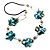 Light Blue Shell Floral Leather Cord Long Necklace -78cm Length - view 8