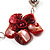 Red Shell Floral Leather Cord Long Necklace -78cm Length - view 5