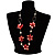 Red Shell Floral Leather Cord Long Necklace -78cm Length - view 2