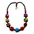 Multicoloured Chunky Wood Bead Cotton Cord Necklace - 62cm - view 3