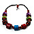 Multicoloured Chunky Wood Bead Cotton Cord Necklace - 62cm - view 5
