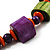 Multicoloured Chunky Wood Bead Cotton Cord Necklace - 62cm - view 7