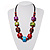 Multicoloured Chunky Wood Bead Cotton Cord Necklace - 62cm - view 2