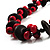 Long Wood Button & Bead Necklace (Brown & Red) - 110cm Length - view 6