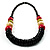 Long Multicoloured Chunky Wood Bead Necklace (Black, Brown, Olive & Red) - 76cm length - view 4