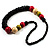 Long Multicoloured Chunky Wood Bead Necklace (Black, Brown, Olive & Red) - 76cm length - view 3