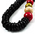 Long Multicoloured Chunky Wood Bead Necklace (Black, Brown, Olive & Red) - 76cm length - view 5