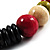 Long Multicoloured Chunky Wood Bead Necklace (Black, Brown, Olive & Red) - 76cm length - view 8