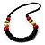 Long Multicoloured Chunky Wood Bead Necklace (Black, Brown, Olive & Red) - 76cm length - view 9
