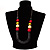 Long Multicoloured Chunky Wood Bead Necklace (Black, Brown, Olive & Red) - 76cm length - view 2