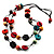2 Strand Wood Bead Cotton Cord Necklace (Multicoloured) - 78cm
