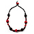 Black & Red Wood Bead Cord Necklace - 50cm - view 8