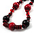 Black & Red Wood Bead Cord Necklace - 50cm - view 4
