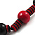 Black & Red Wood Bead Cord Necklace - 50cm - view 5