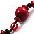 Black & Red Wood Bead Cord Necklace - 50cm - view 6