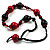 Black & Red Wood Bead Cord Necklace - 50cm - view 3