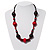 Black & Red Wood Bead Cord Necklace - 50cm - view 2