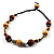 Light & Dark Brown Wood Bead Cord Necklace - 50cm - view 5