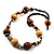 Light & Dark Brown Wood Bead Cord Necklace - 50cm