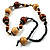 Light & Dark Brown Wood Bead Cord Necklace - 50cm - view 6