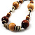 Light & Dark Brown Wood Bead Cord Necklace - 50cm - view 3