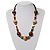 Light & Dark Brown Wood Bead Cord Necklace - 50cm - view 2