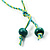 Multicoloured Floral Bead Cotton Cord Long Necklace -  74cm L - view 2