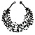 Black Nugget Multistrand Cotton Cord Necklace - 58cm L - view 3