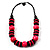 Chunky Beaded Cotton Cord Necklace (Bright Pink & Black) - view 9