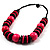 Chunky Beaded Cotton Cord Necklace (Bright Pink & Black) - view 10