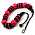 Chunky Beaded Cotton Cord Necklace (Bright Pink & Black) - view 7